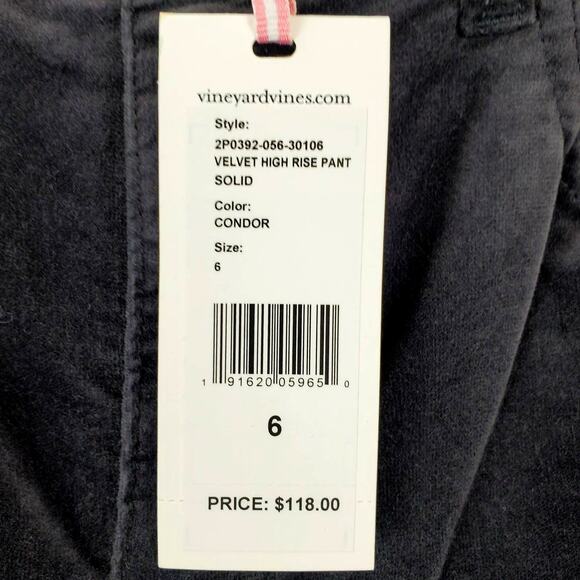 Vineyard Vines Y2K Gray Velvet High Rise Pants Size 6 Whimsigoth Fairy Grunge - Picture 6 of 7